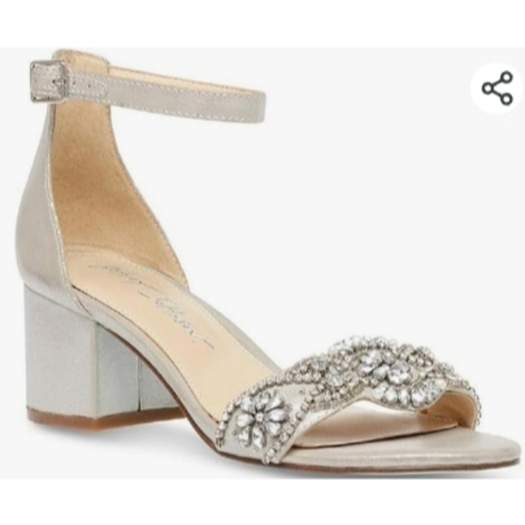 Betsey Johnson Women's Mel Block 2 1/4" Heeled Rhinestone Sandal - Picture 1 of 8